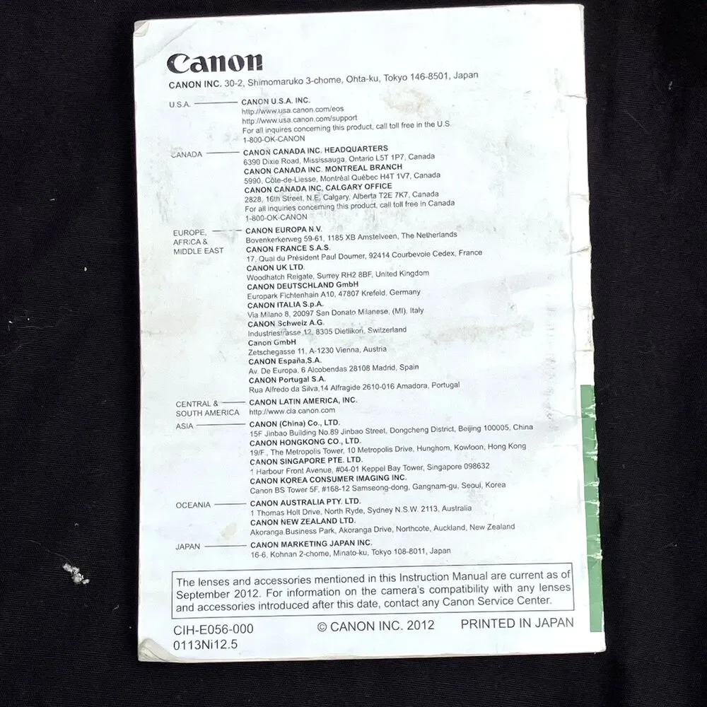 Canon EOS 6D Camera Basic Instruction Manual Booklet Genuine Pocket 6 inch